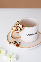 Sinem Yaman Home Professional Handcrafted Leopard Bow Ceramic Turkish Coffee Cup - TryAladdin