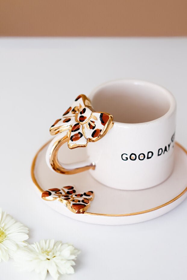 Sinem Yaman Home Professional Handcrafted Leopard Bow Ceramic Turkish Coffee Cup - TryAladdin