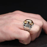 Tesbihevim | Men's Silver Ring with Citrine Stone