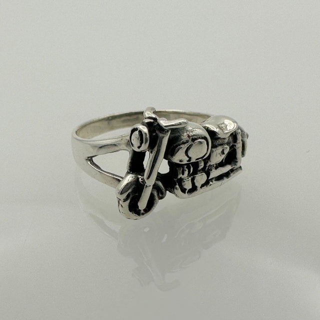 Sleek Men's Motorcycle Silver Ring