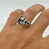 Sleek Men's Motorcycle Silver Ring