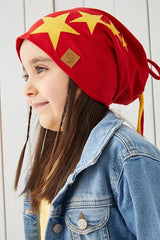 Soft 100% Cotton Yellow Red Beanie & Neck Warmer Set - TryAladdin