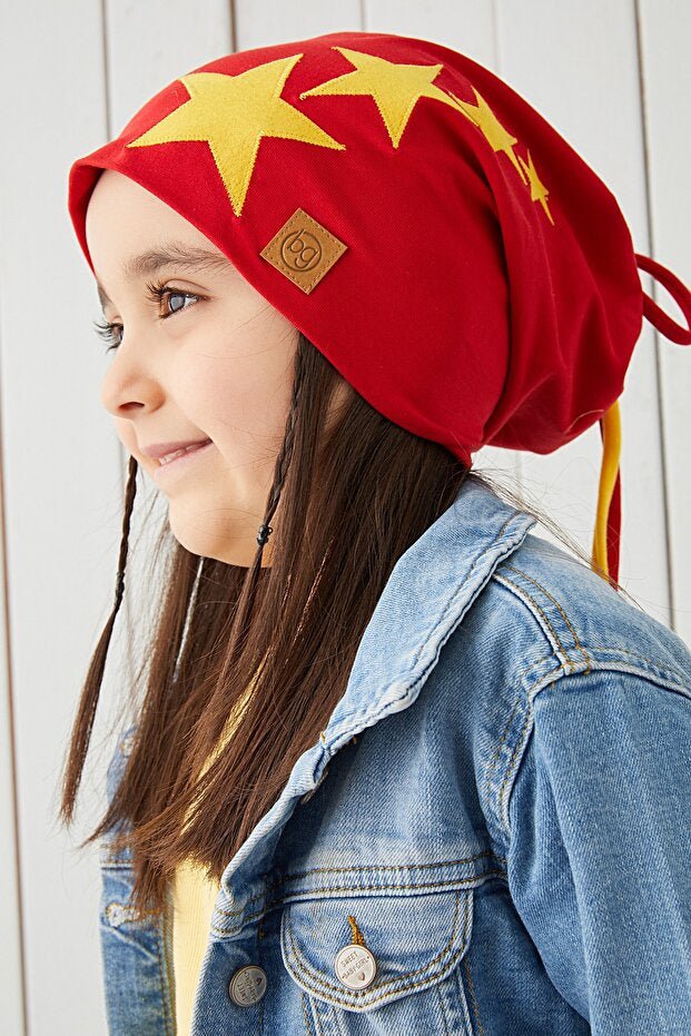 Soft 100% cotton Yellow Red Beanie & Neck Warmer Set - TryAladdin