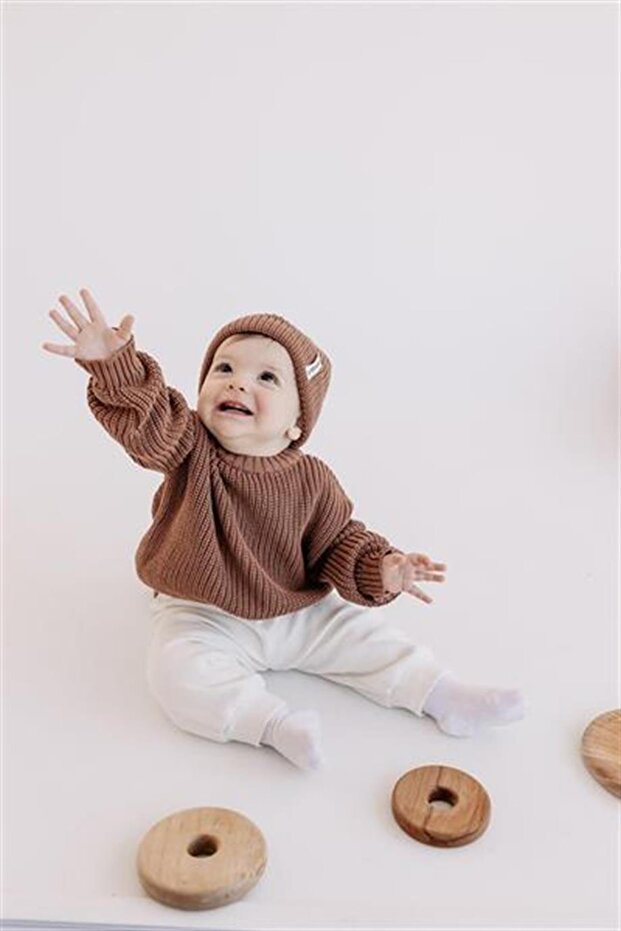 Soft cotton Baby Knit Sweater - Terracotta - TryAladdin