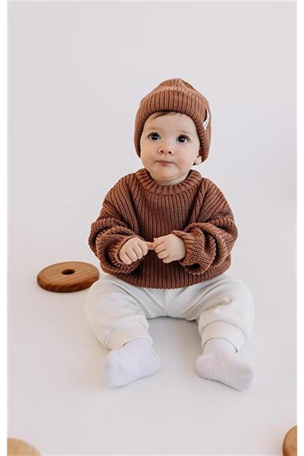 Soft cotton Baby Knit Sweater - Terracotta - TryAladdin
