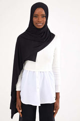 Soft Cotton Jersey Shawl - Comfortable & Stylish Black Hijab - TryAladdin