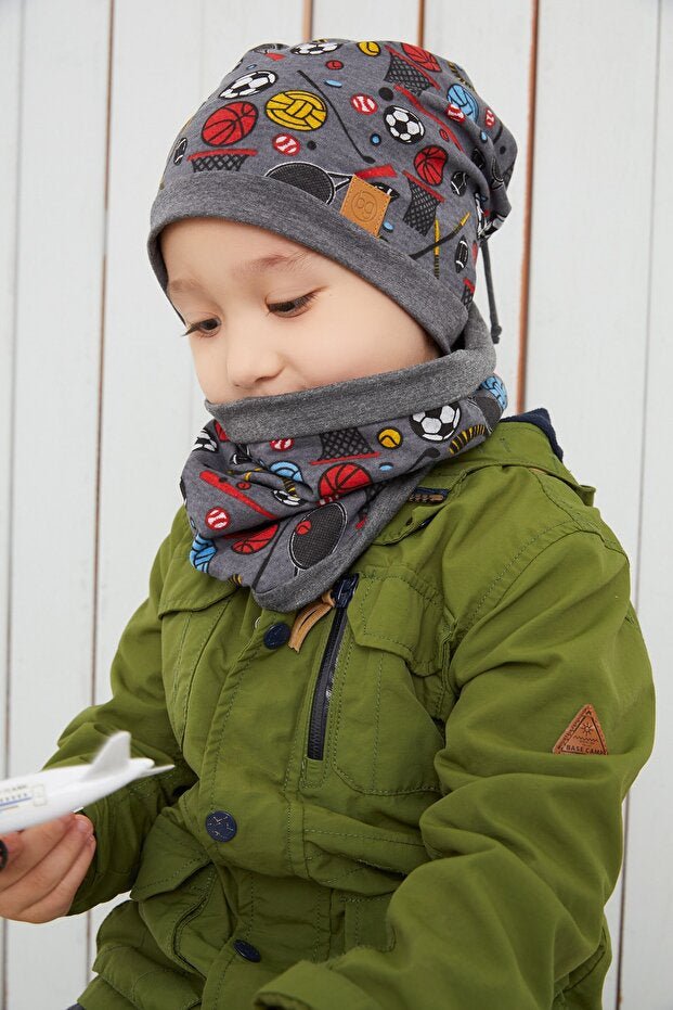 Soft Double - Layered Cotton Sports Beanie & Neck Warmer Set - TryAladdin