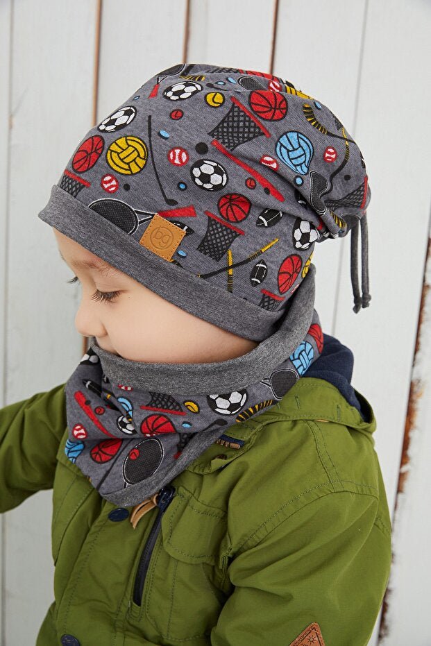 Soft Double - Layered Cotton Sports Beanie & Neck Warmer Set - TryAladdin