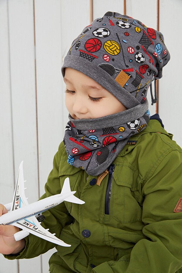 Soft Double - Layered Cotton Sports Beanie & Neck Warmer Set - TryAladdin