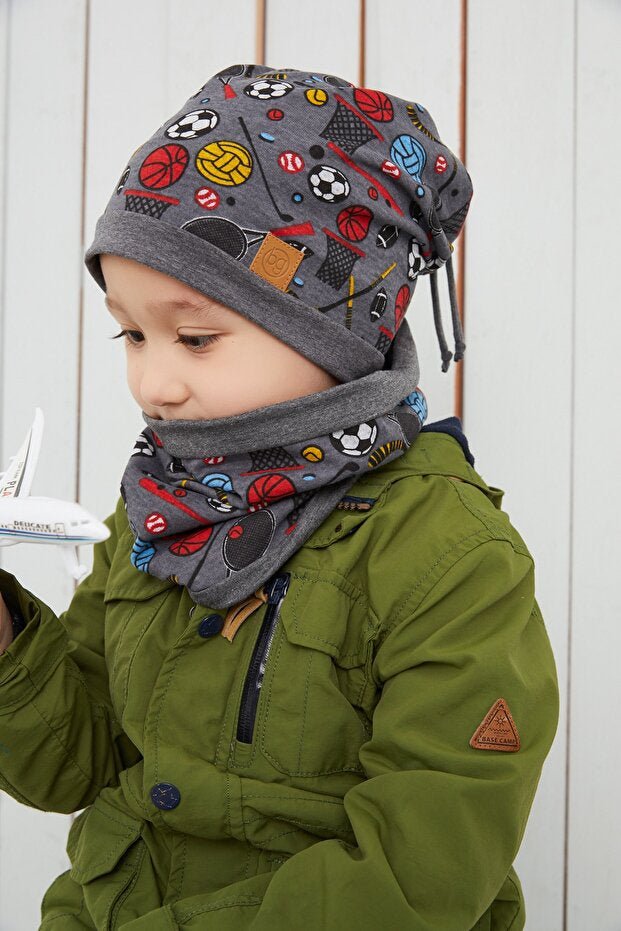 Soft Double - Layered cotton Sports Beanie & Neck Warmer Set - TryAladdin