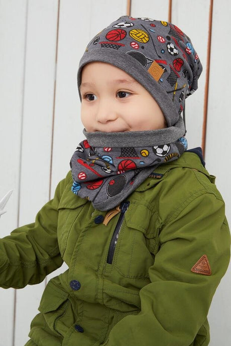 Soft Double - Layered Cotton Sports Beanie & Neck Warmer Set - TryAladdin
