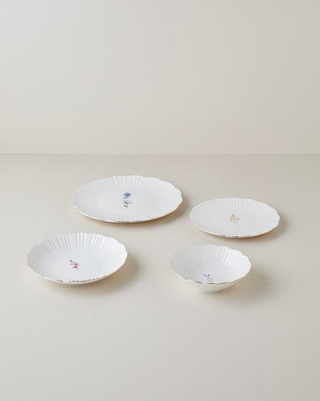 Professional-Grade Soft Garden Porcelain Dinnerware Set-24 Piece-6 Person-Gold Accent