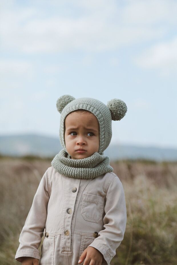 Soft Green Pom - pom Bonnet & Neck Warmer Set - TryAladdin