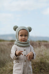 Soft Green Pom - pom Bonnet & Neck Warmer Set - TryAladdin