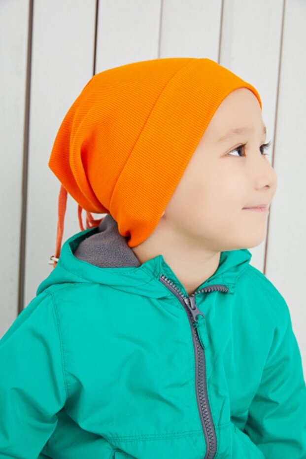 Soft Orange Ribbed Beanie & Neck Warmer Set - TryAladdin