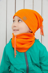 Soft Orange Ribbed Beanie & Neck Warmer Set - TryAladdin