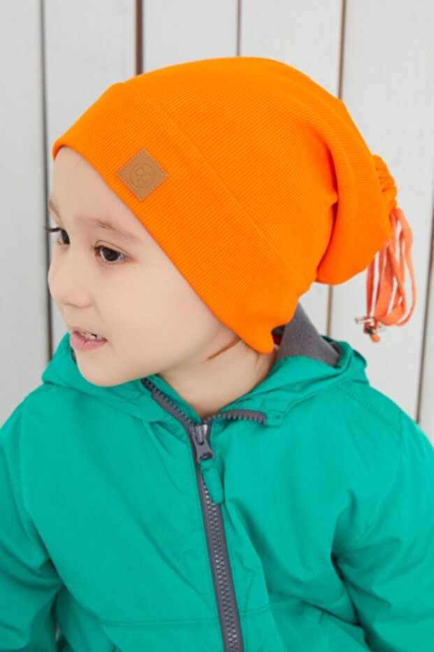 Soft Orange Ribbed Beanie & Neck Warmer Set - TryAladdin