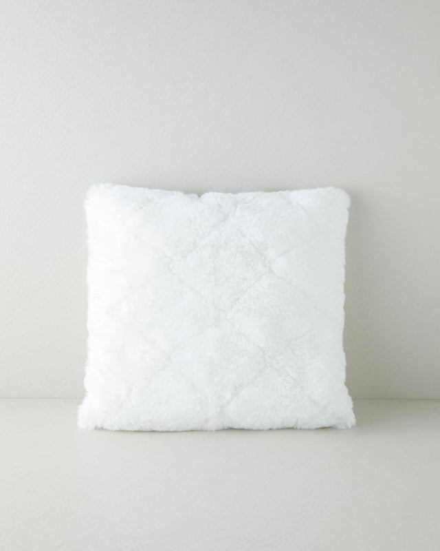 Premium Soft Touch Rabbit Plush Cushion Cover - White Decorative Home Accent