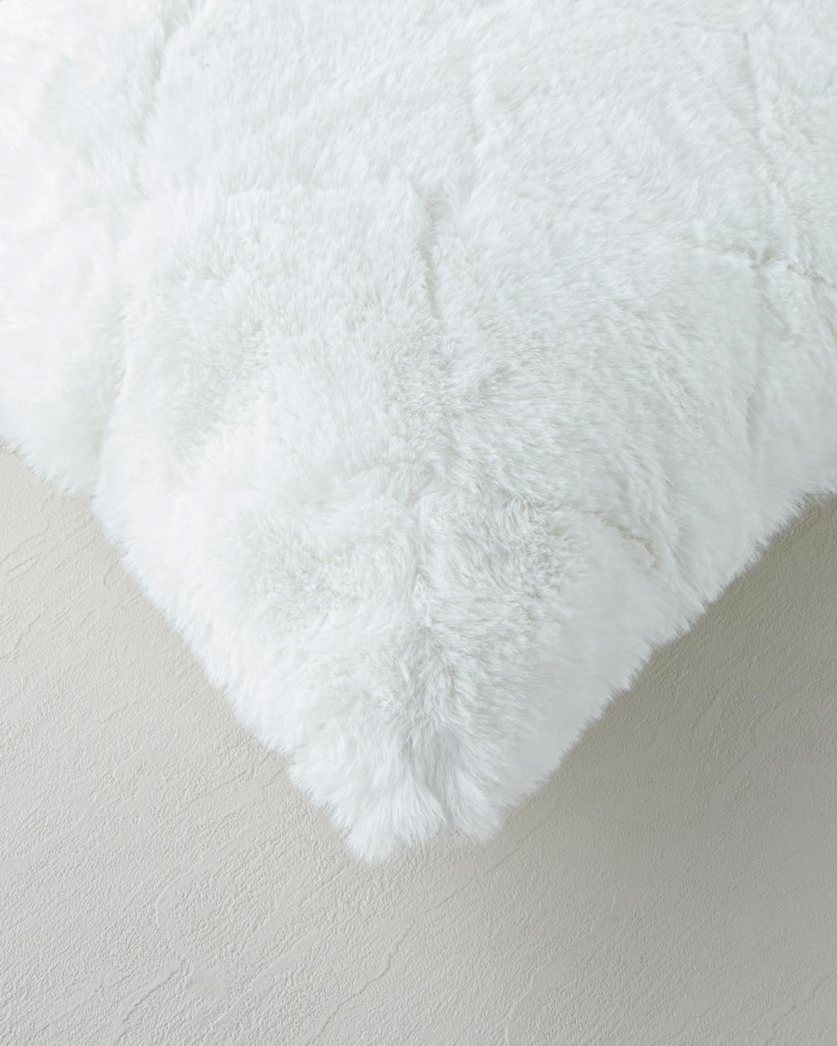 Premium Soft Touch Rabbit Plush Cushion Cover   White Decorative Home Accent
