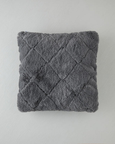 Premium Soft-Touch Rabbit Plush Cushion Cover - Anthracite
