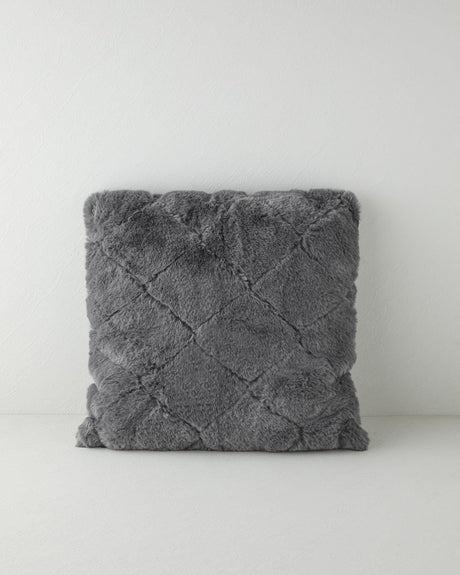 Premium Soft-Touch Rabbit Plush Cushion Cover - Anthracite