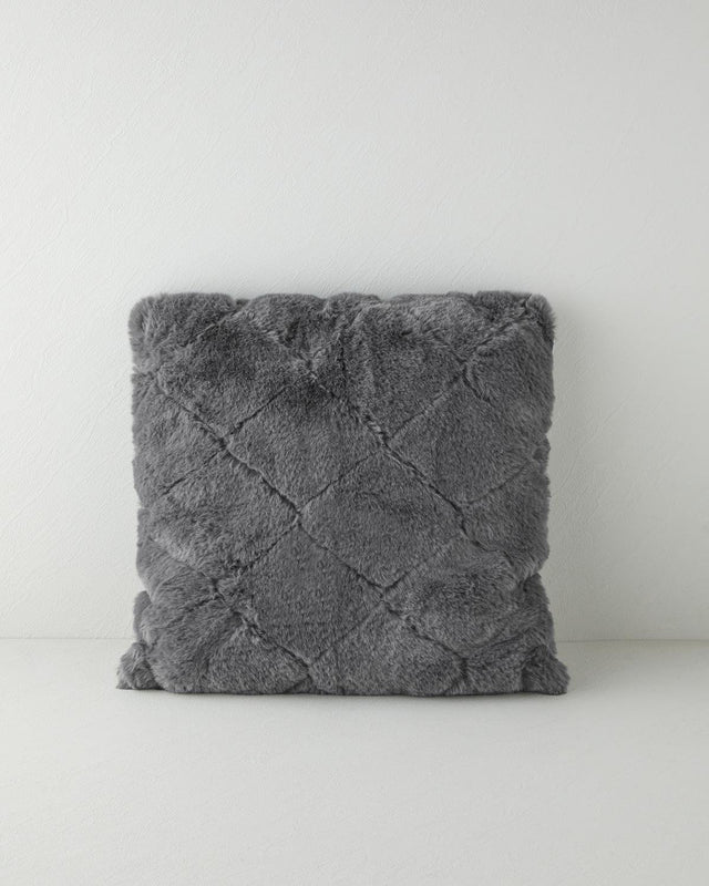 Premium Soft-Touch Rabbit Plush Cushion Cover - Anthracite
