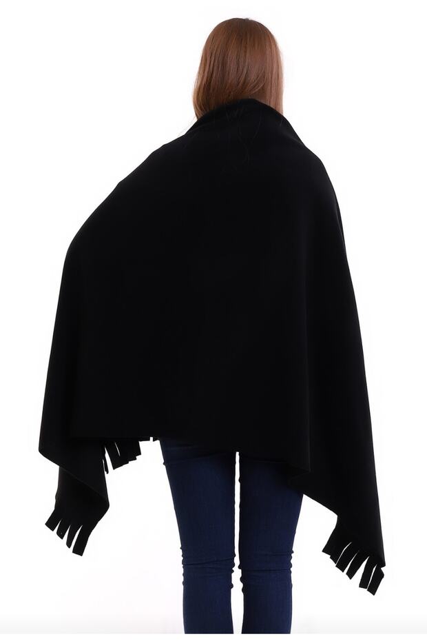 Soft & Warm Black Fleece Scarf Shawl - Oversized - TryAladdin