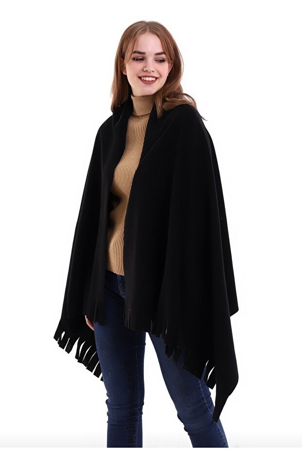 Soft & Warm Black Fleece Scarf Shawl - Oversized - TryAladdin