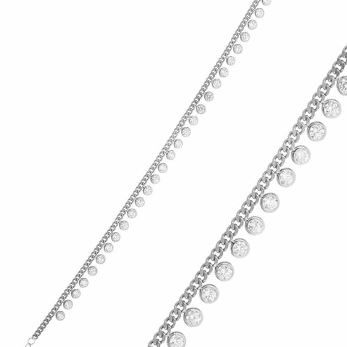 Sogutlu | Silver Rhodium Zircon Stone Gurmet Chain Anklet