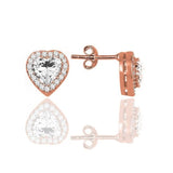 Sogutlu | Silver Rose Zirconia Diamond Heart Earrings