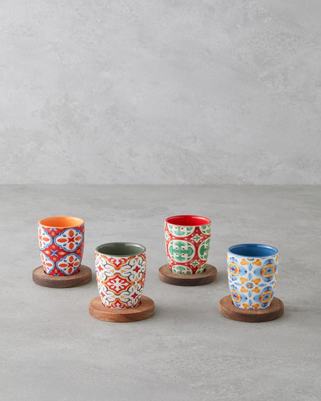 Professional Stoneware Espresso Coffee Cup Set   8 Piece   70ml   Assorted Colors