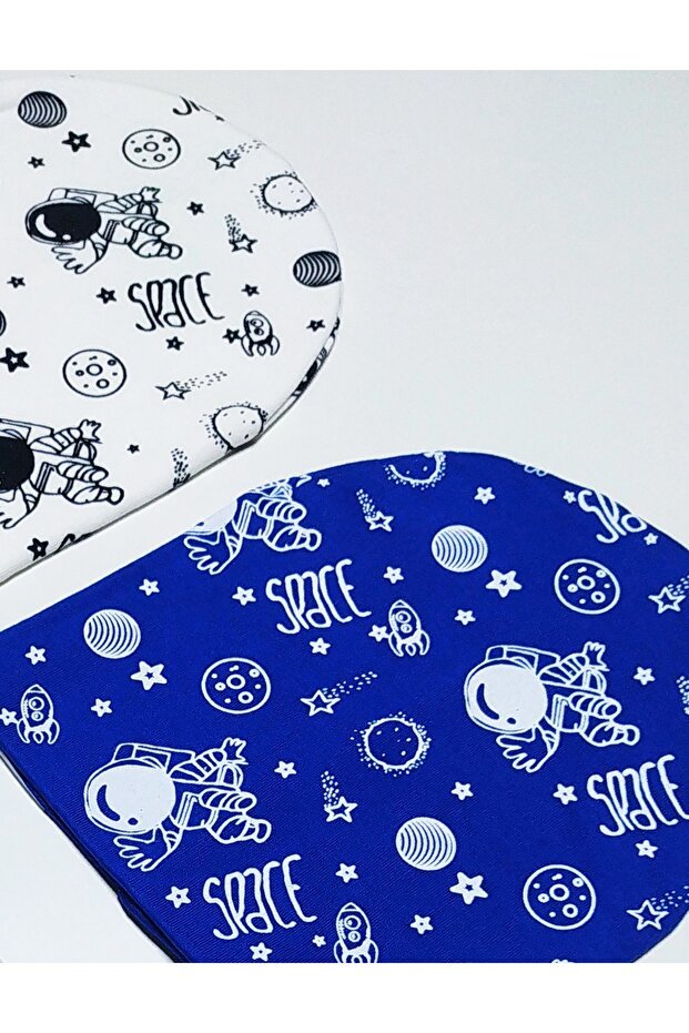 Space Print 100% cotton Baby & Kids Beanie Set - 2 Pack - TryAladdin
