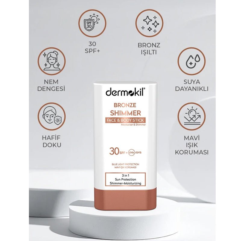 SPF 30+ Shimmer Sunscreen Stick - Hydrating Face & Body UVA/UVB & Blue Light Protection - TryAladdin