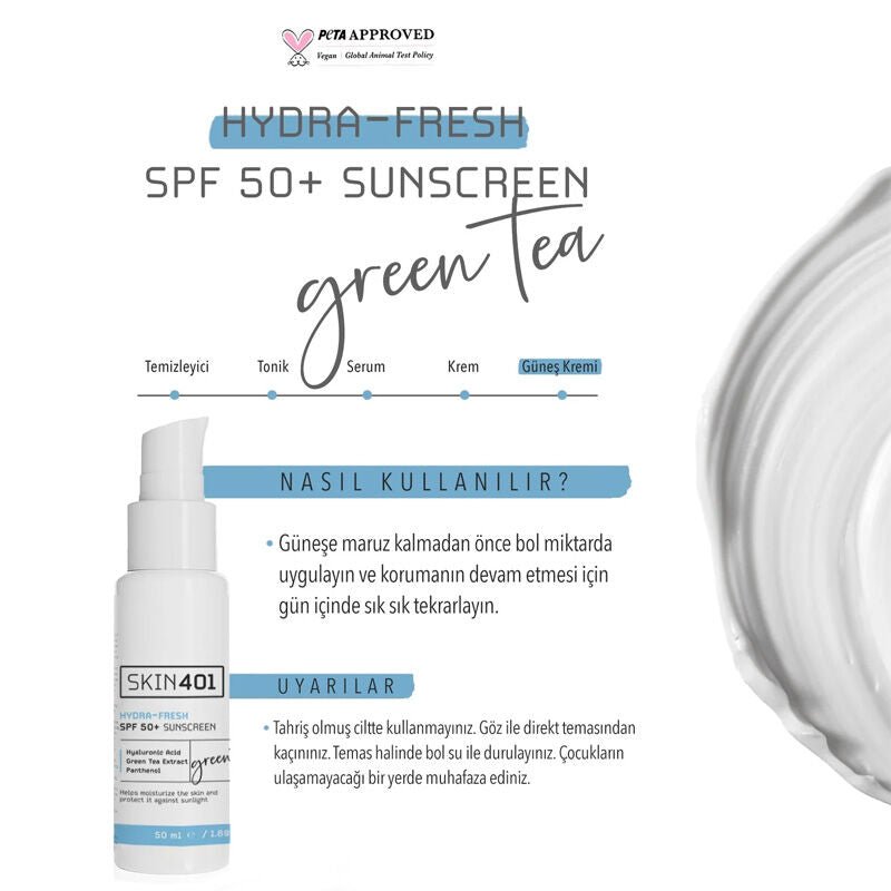 SPF 50 Hydrating & Brightening Sunscreen Cream with Hyaluronic Acid & Green Tea - TryAladdin