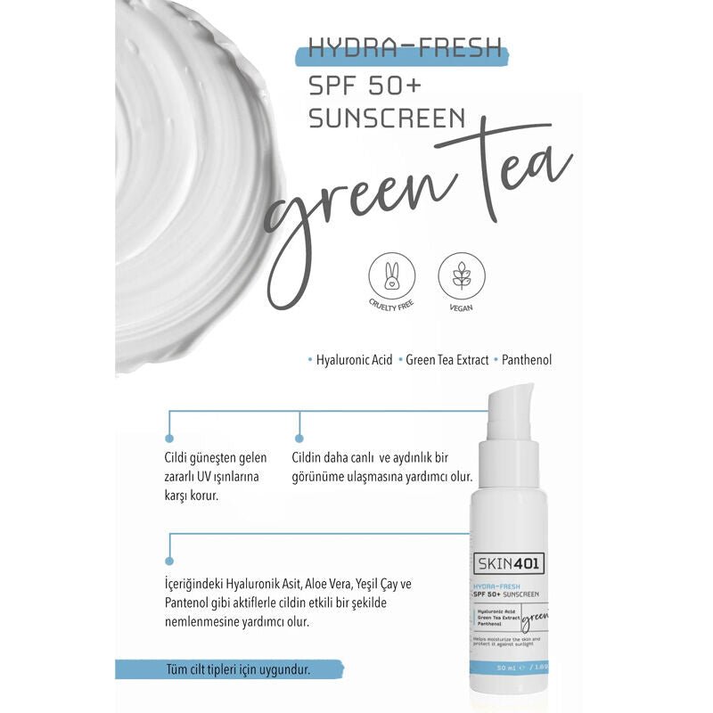 SPF 50 Hydrating & Brightening Sunscreen Cream with Hyaluronic Acid & Green Tea - TryAladdin