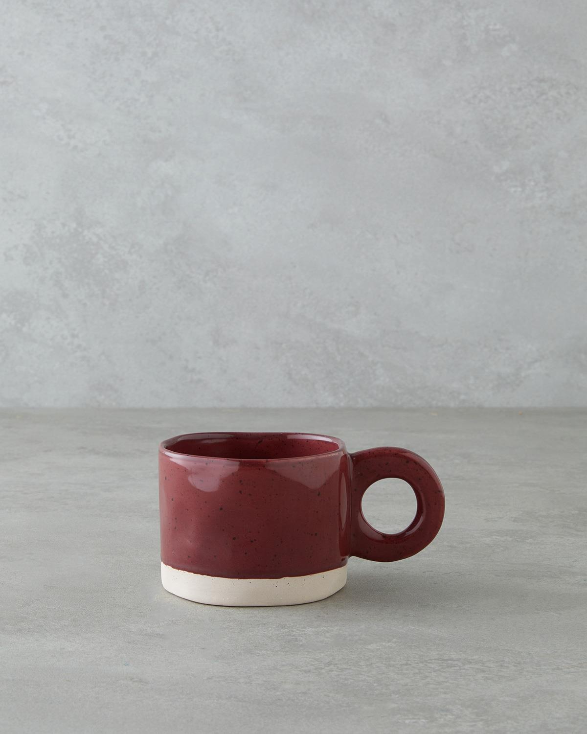 Premium Stoneware Mug Artisan Splash Design Burgundy