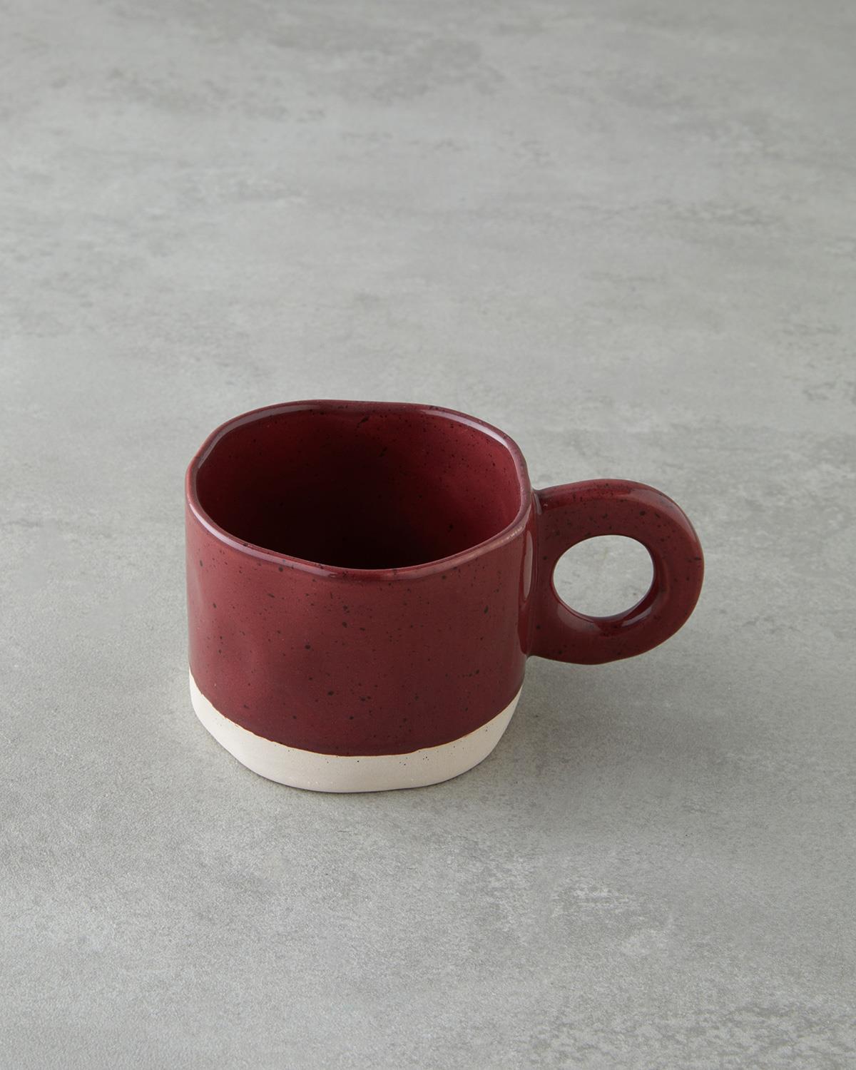 Premium Stoneware Mug Artisan Splash Design Burgundy