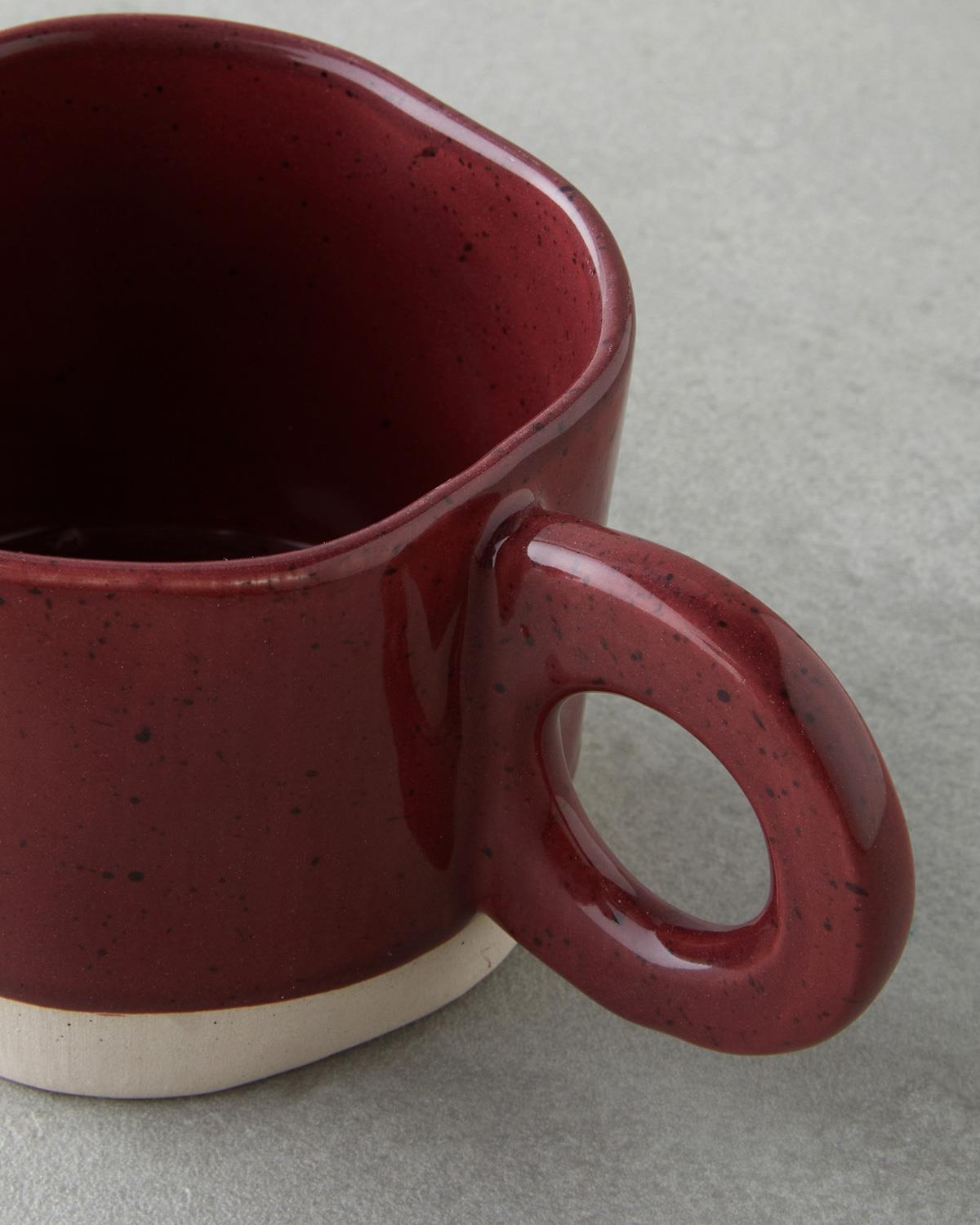 Premium Stoneware Mug Artisan Splash Design Burgundy