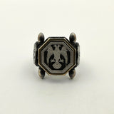 Square Black Onyx Gemstone Silver Ring