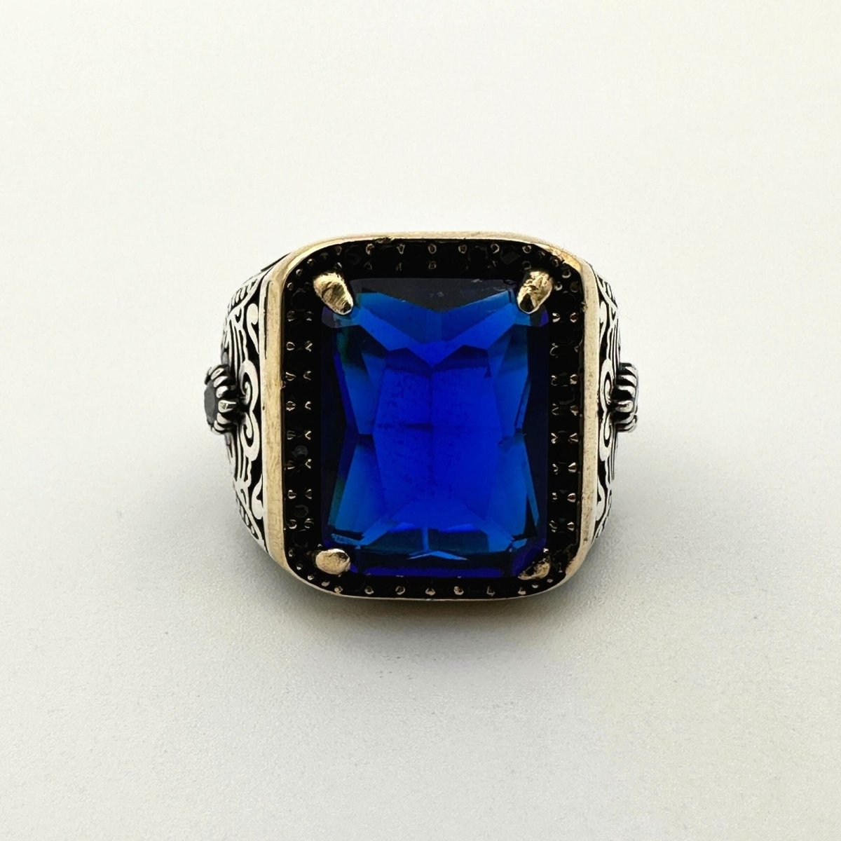 Square Blue Sapphire Stone Ring