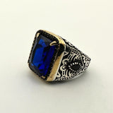 Square Blue Sapphire Stone Ring