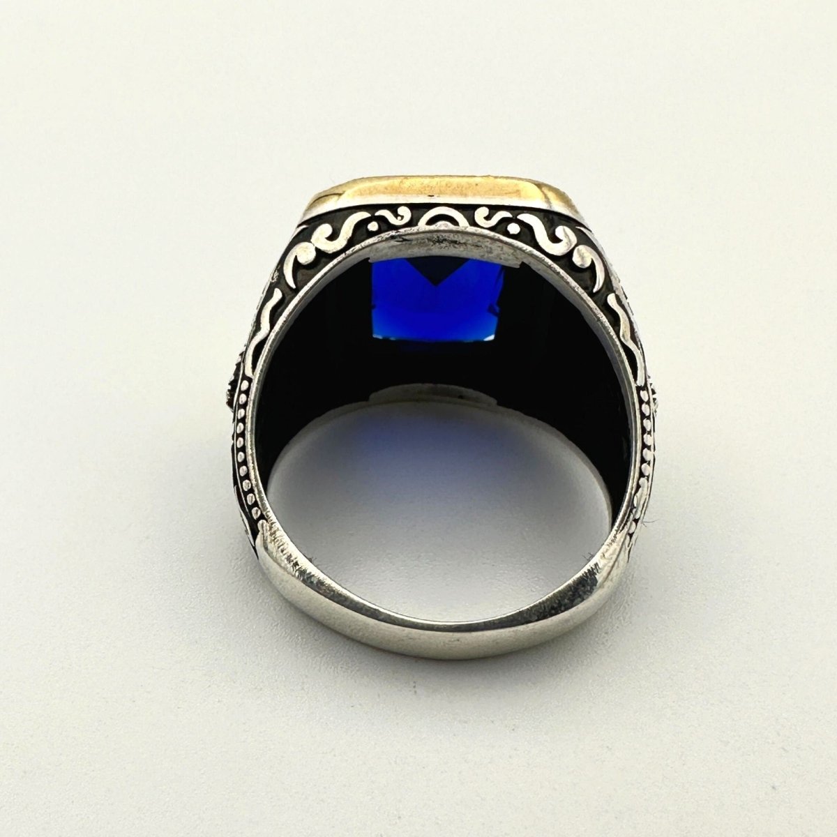 Square Blue Sapphire Stone Ring