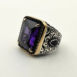 Square Purple Amethyst Stone Ring