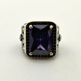 Square Purple Amethyst Stone Ring