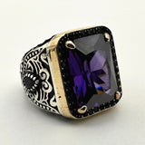 Square Purple Amethyst Stone Ring