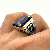 Square Purple Amethyst Stone Ring