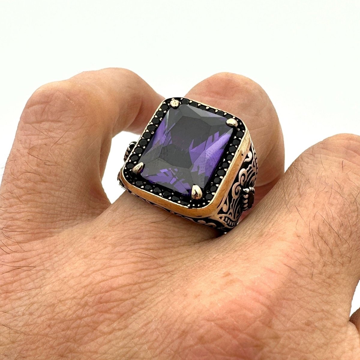 Square Purple Amethyst Stone Ring