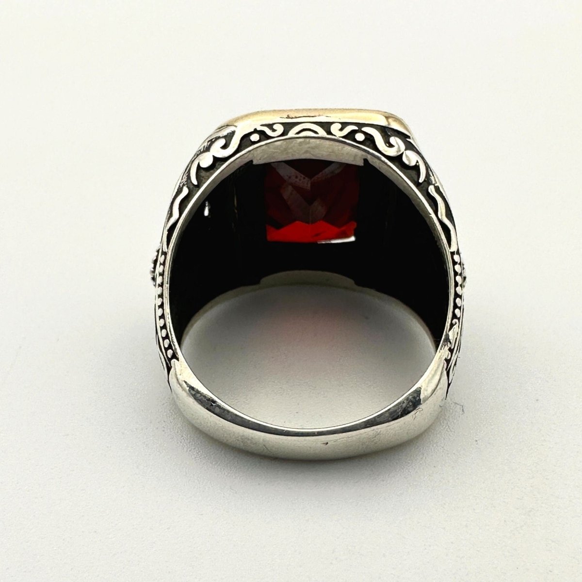 Square Red Ruby Stone Men's Ring - TryAladdin