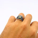 Square Yellow Amber Silver Ring