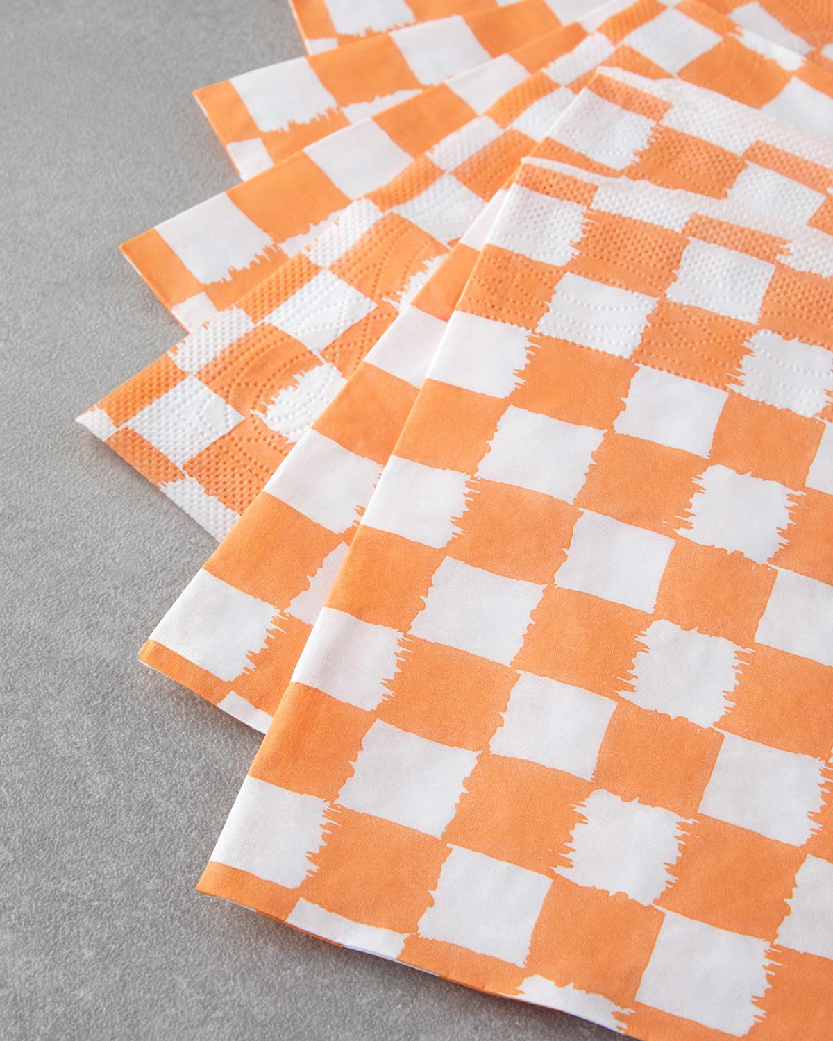 Squarify papieren servetten, geel met oranje motief, professionele kwaliteit, 33x33cm, 20 stuks